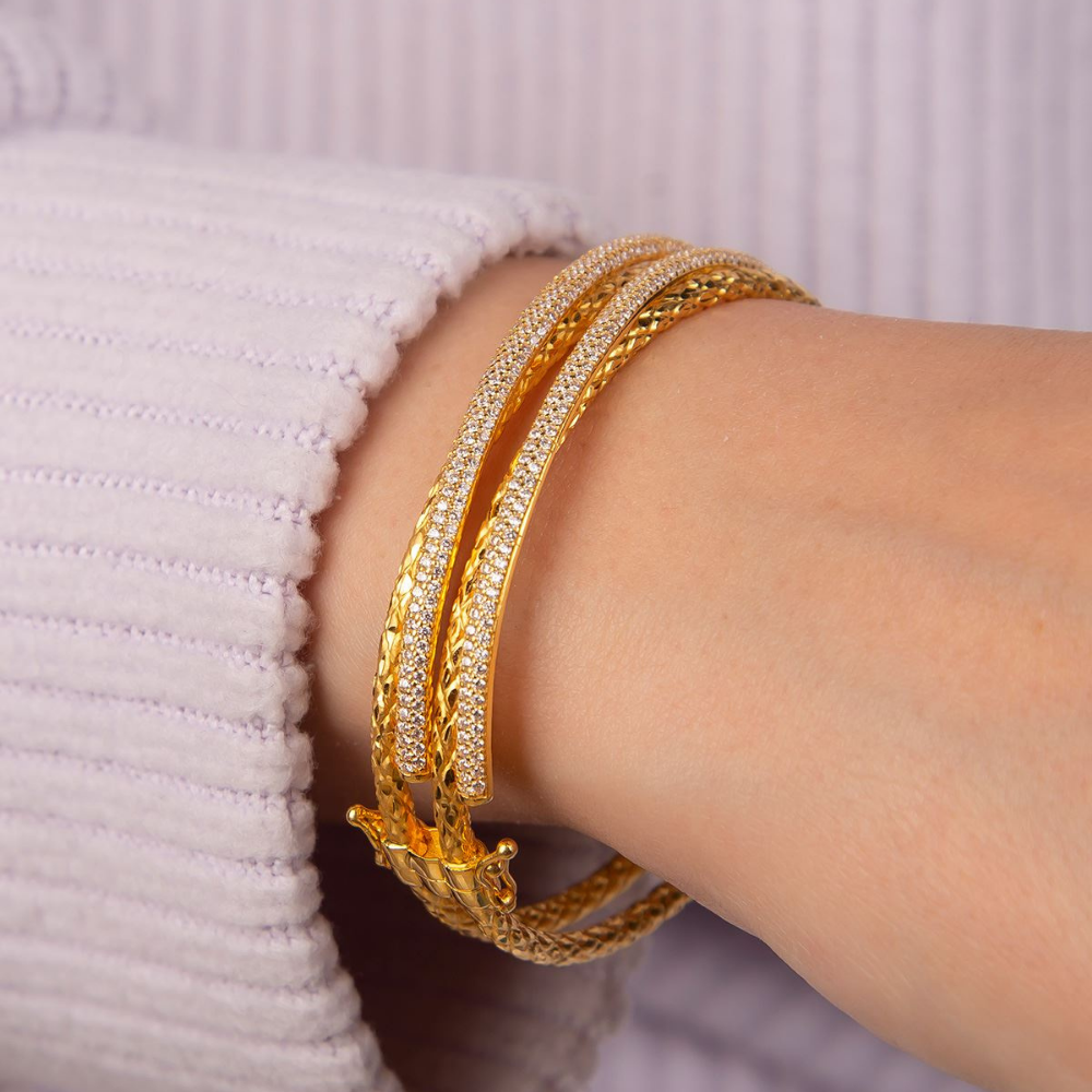 İki Sıra 14 Ayar Altın Bilezik