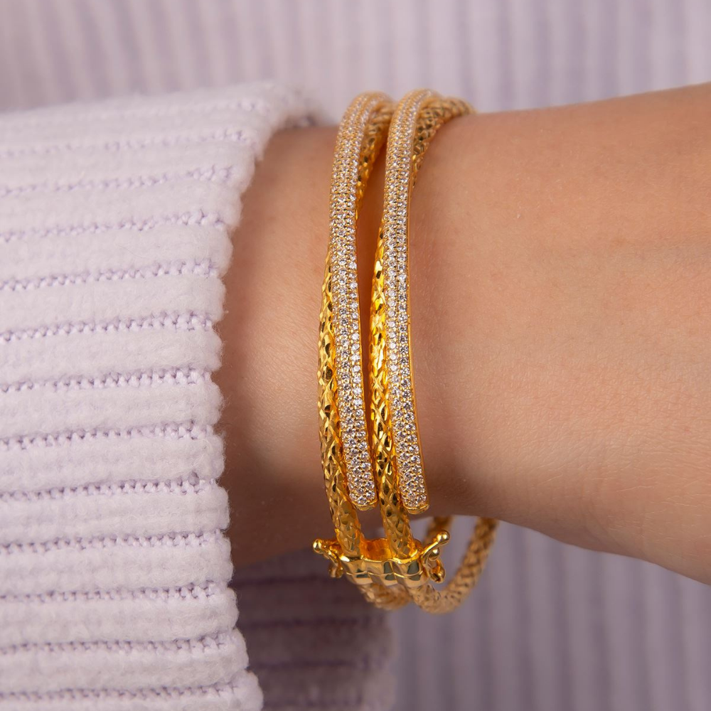 İki Sıra 14 Ayar Altın Bilezik